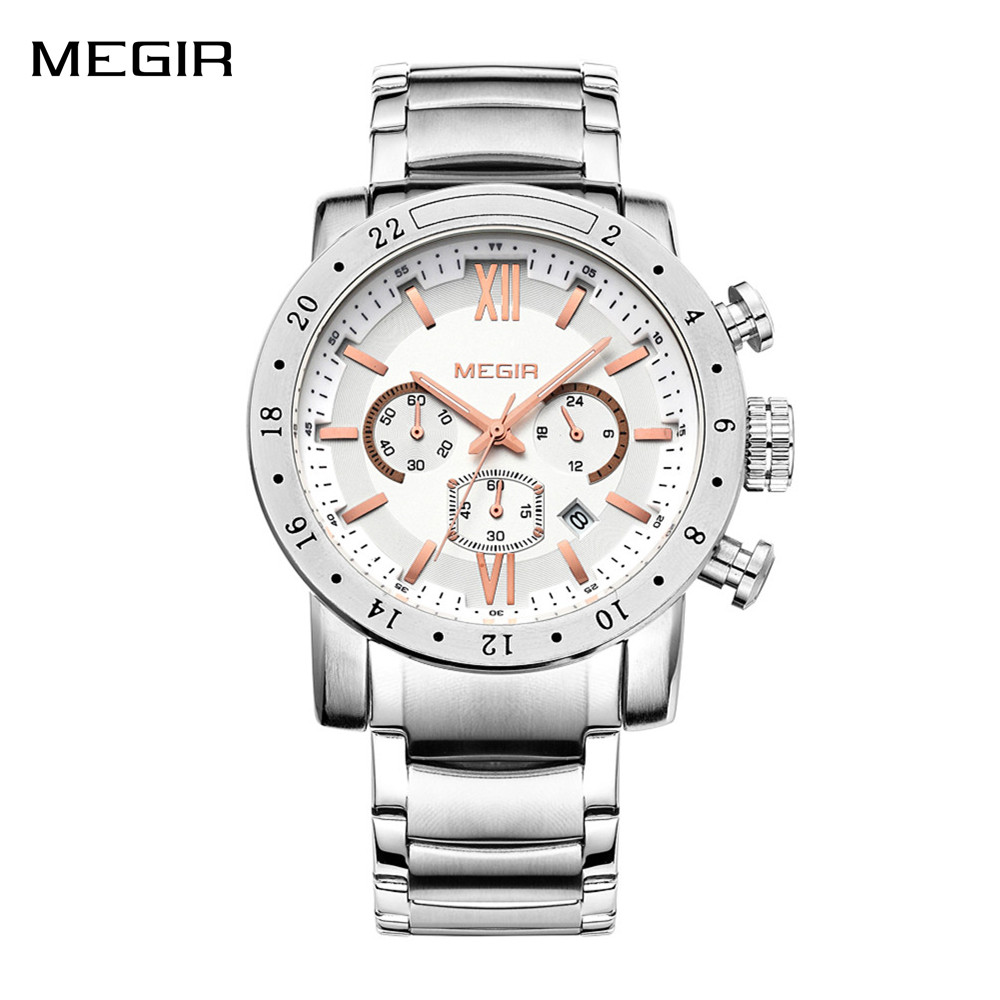 Smartwatch Digital Watches For Men - MEGIR montres décontractées en acier inoxydable