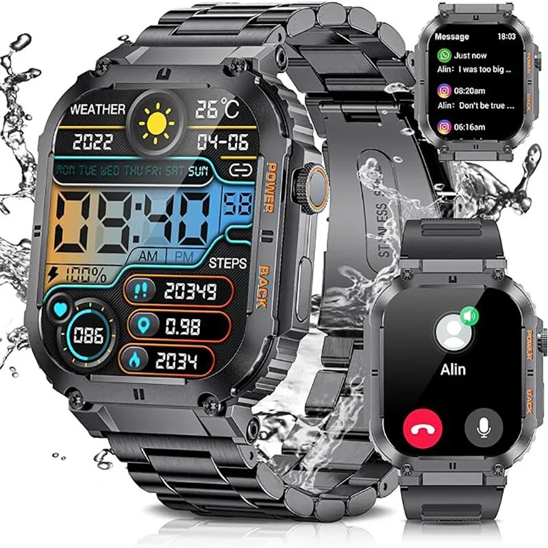 Smartwatch Digital Watches For Men - LIGE-Montre intelligente de fitness étanche pour